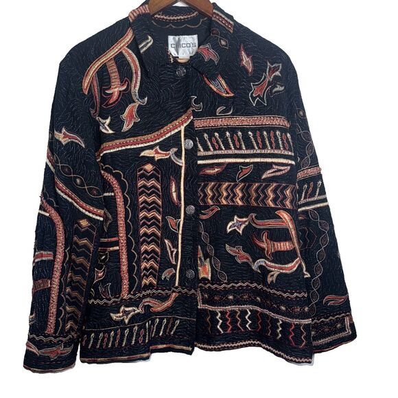 Chico’s Jacket Fall Aztec Southwest Women's Size XL Vintage *FLAW* - Picture 1 of 16